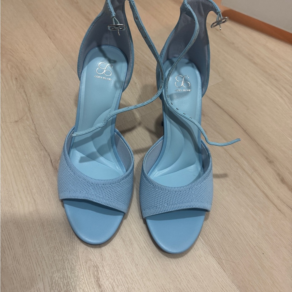 Light Blue Ankle-Strap Heeled Sandals - Women's